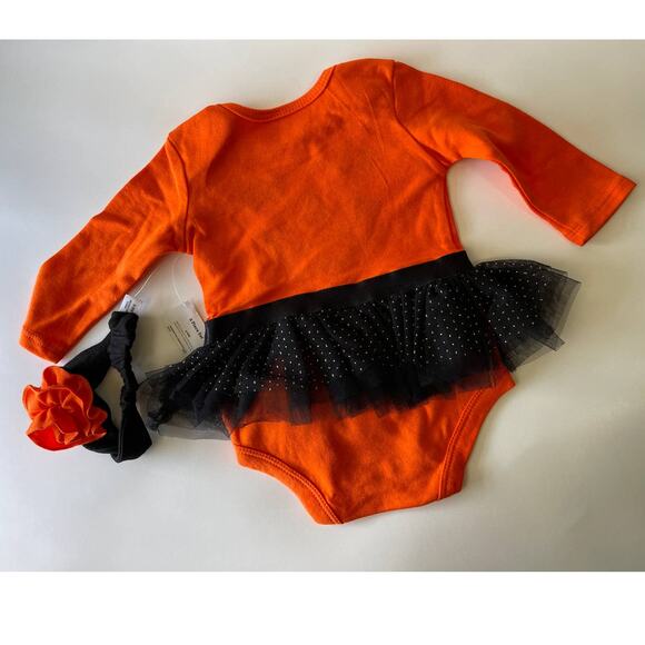 Way To Celebrate Halloween Pumpkin Bodysuit Costume 2 Piece Set 3-6 Months NEW - Picture 10 of 10